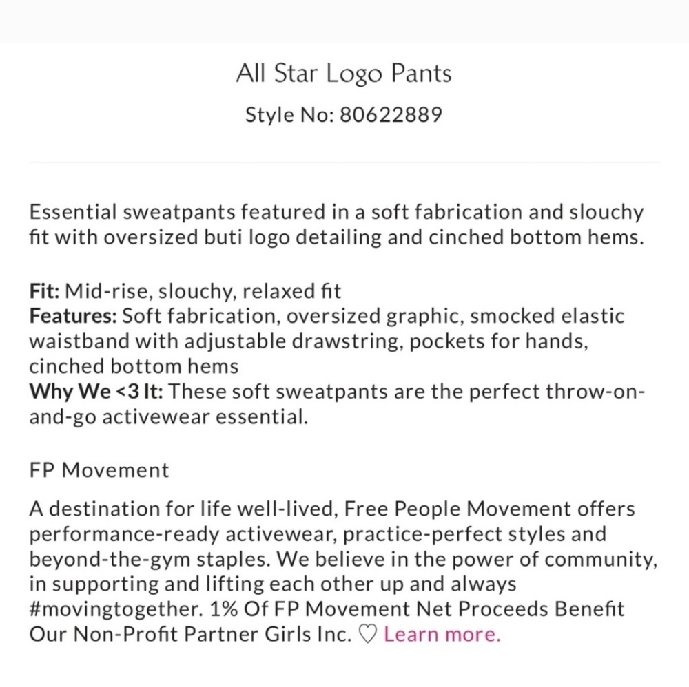 Free People Movement All Star Logo Pants NWOT in Gray - Picture 4 of 5